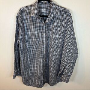 Peter Millar Button Down Shirt Mens Sz Large Blue White Check Plaid Long Sleeve